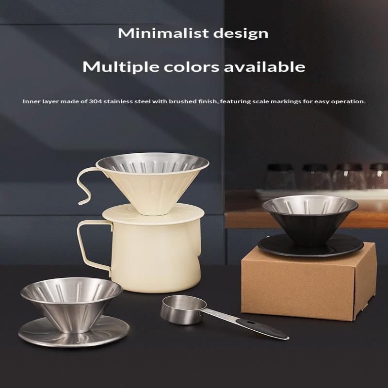 Stainless Steel Pour Over Coffee Dripper Reusable Rustproof Design Perfect For Home Office Coffee Brewing