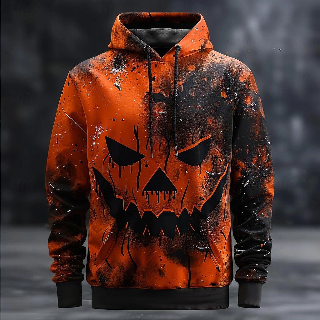 Осенняя мужская толстовка с капюшоном с принтом ужасов, повседневная футболка с коротким рукавом, уличная мода, толстовка с капюшоном, мужская свободная одежда