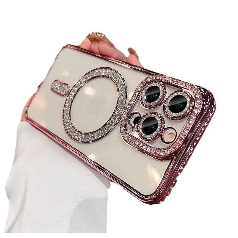 For IPhone 16 Phone Case for Apple 15promax Glitter Magnetic Suction 13 Electroplated Glitter Diamond 14 Light Luxury Protective Case