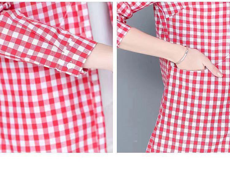 Летняя рубашка свободного кроя из хлопка в клетку в стиле ретро с карманами, длинными/короткими рукавами