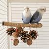 Parrot Natural Wooden Standing Perches Weaving Jute Twine Standing Pole Bird Chewing Toy Cage