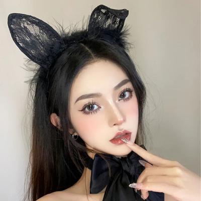 Сексуальное нижнее белье повязка на голову с кошачьими ушками, милая кружевная женская сексуальная повязка на голову с кроличьими ушками для косплея, украшение
