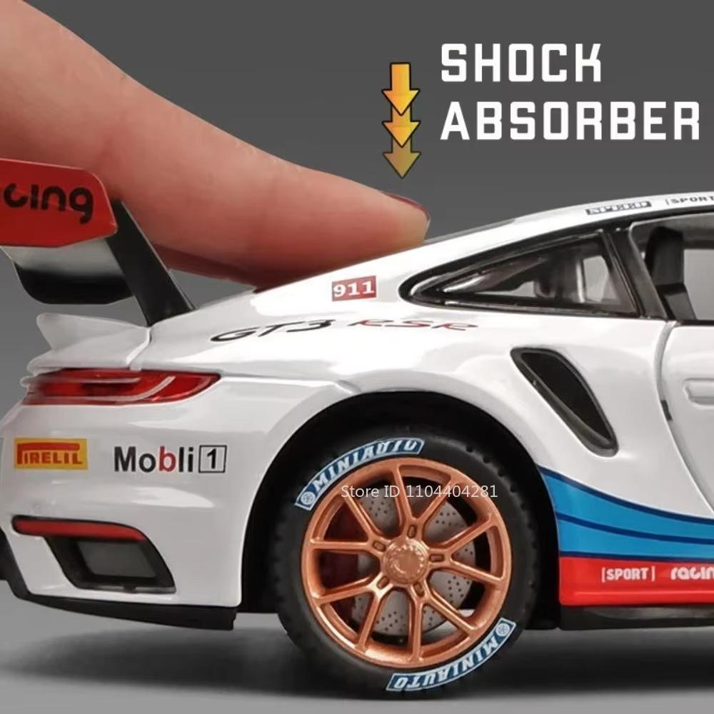 1:24 911 Gt3 Rsr Cayenne Игрушки-машинки Литая модель из сплава Открывающиеся двери со звуком и светом Инерционные машинки Детский подарок Коллекция