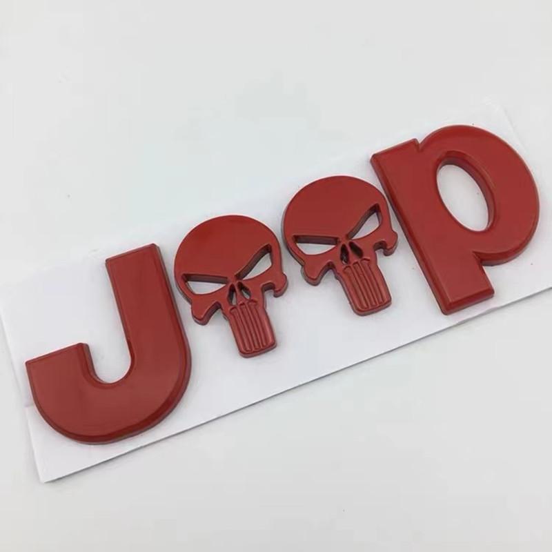 3D Metal Skull Emblem Badge For Jeep Auto Car Stickers Accessories For Jeep Cherokee Wrangler Liberty Compass Car Styling