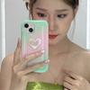 Корейский силиконовый чехол для телефона с 3d лазерным сердечком и градиентом для Iphone 14 13 12 11 Pro Max Smudge розовый простой противоударный мягкий чехол