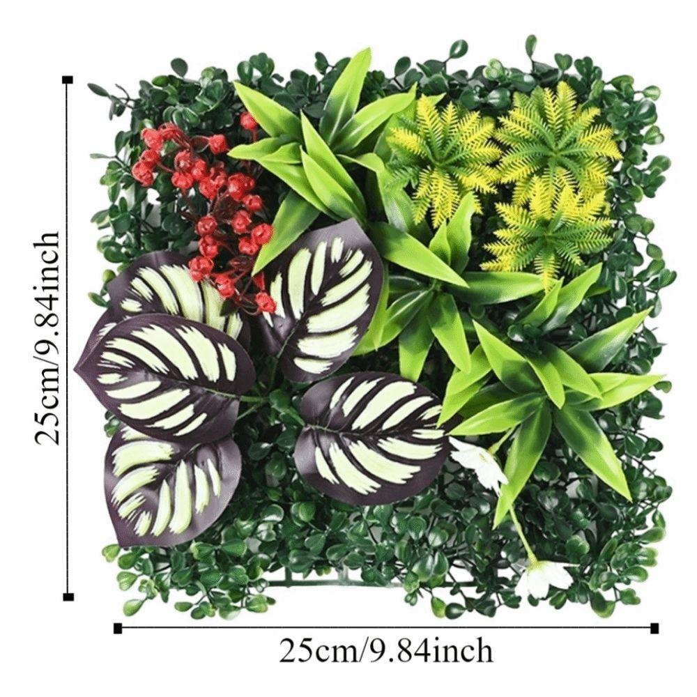 DIY Artificial Plant Wall Panel Eternal Life Flower Simulation Maple Plant Sheet Durable 25*25cm Artificial Fern Grass