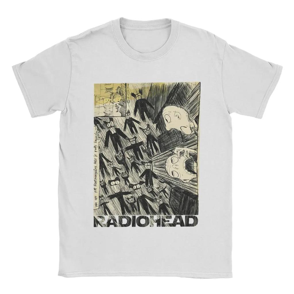 Британская рок-группа Radiohead Постер Графический принт Футболка Мужская Женская Свободный Повседневный Большемерный Топ Хай-стрит Хип-хоп Мода Харадзюку Летний Новый Футболка