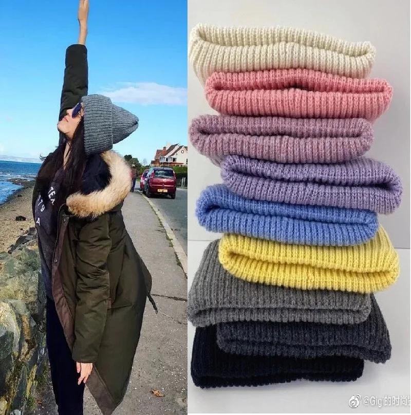 Chunky Knit Beanie Hat for Men And Women Thick Warm Soft Stretchy Wool Acrylic Winter Cap for Girls