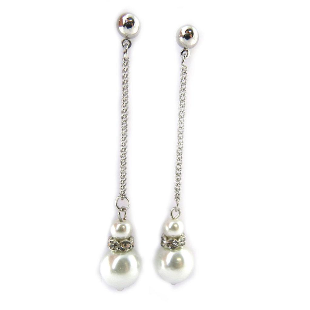 Les Trésors De Lily [N6286] - Silver Ivory Designer 'Sissi' Earrings