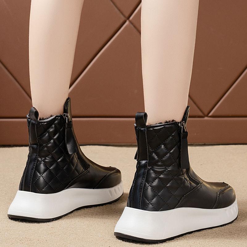 Fashion Winter Leather Waterproof Platform Snow Boots for Women Fashion 2025 Novelty Woman Shoes Sale Non Slip Goth New In Plush Ankle