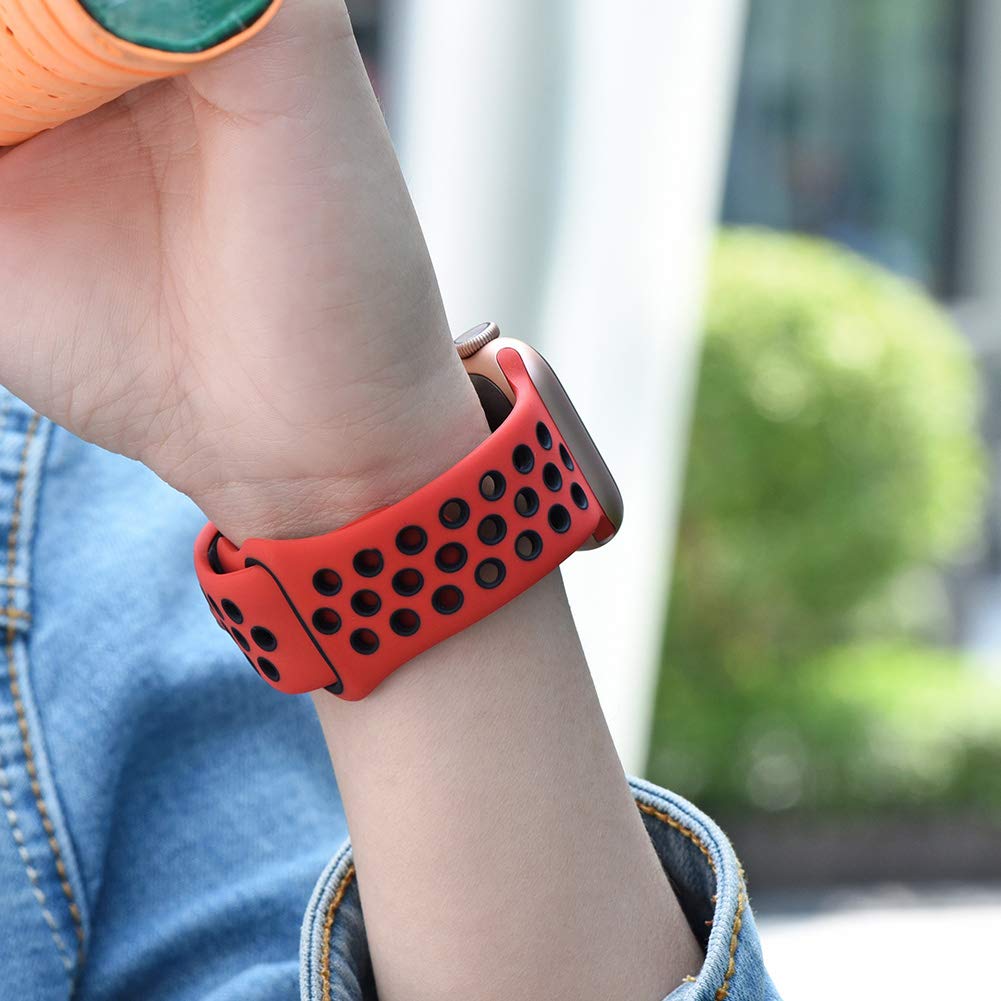Спортивный силиконовый ремешок для Apple Watch Band 44 мм, 40 мм, 42 мм, 38 мм, 44 мм, дышащий браслет, ремешок для Apple Watch 6 iWatch 5 4 3 se