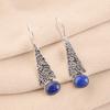 Natural Lapis Lazuli 925 Sterling Silver Jewelry Handmade Earrings 1.9" For Gift EE-165-32