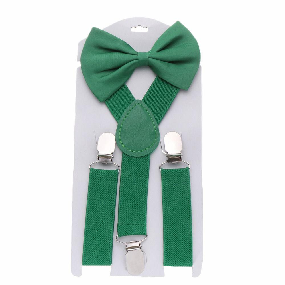 Solid Color For Girls Strap Clip Bow Tie Hanging Pants Clip Suspenders Clips Tie Suspenders Set