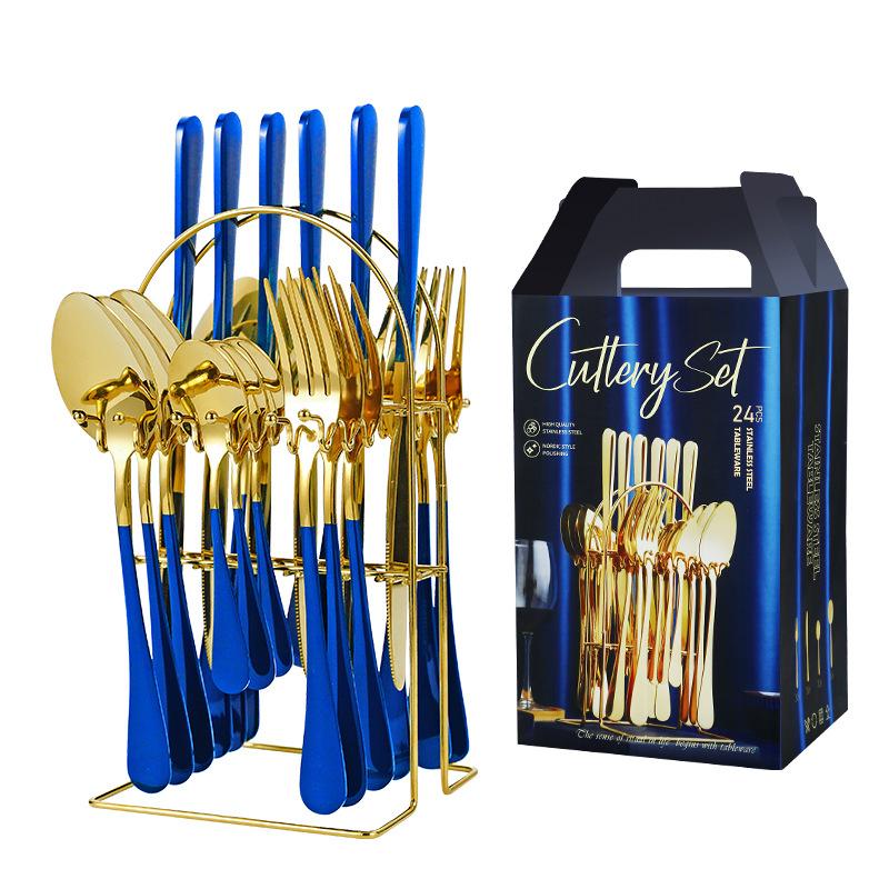 24 Pieces Luxury Tableware Cutlery Set Stainless Steel Tableware Set Gold Tableware Set Knife Fork Spoon Dishwasher Tableware