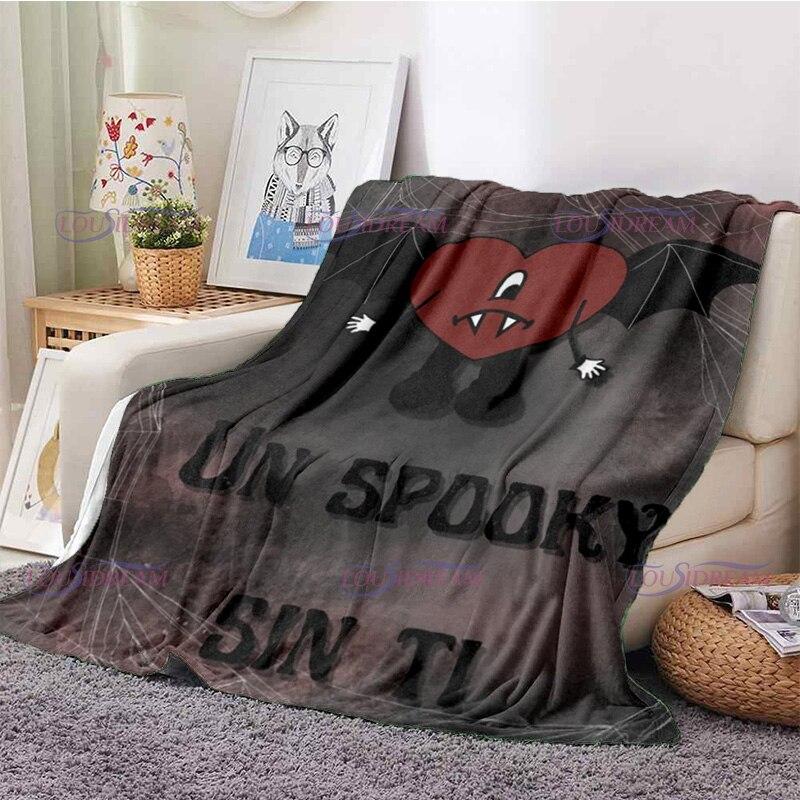 Одеяло с рисунком Bad Bunny, фланелевые одеяла, теплые плюшевые флисовые одеяла в стиле поп-латиноамериканской музыки для взрослых, диванное постельное белье, всесезонное