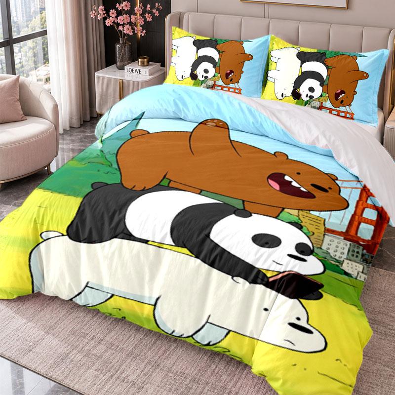 Bear 3Pcs Bedding Set Duvet Cover With Two Pillowcases For Bedroom Home Decoration