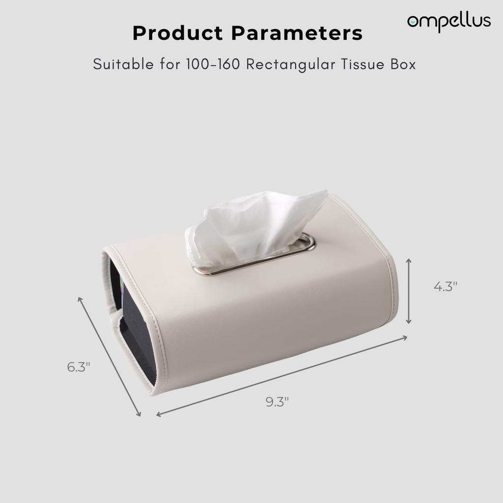 Car Tissue Holder, Ompellus Premium PU Leather Tissue Box Holder For Car Seat Back, Extra Large Tissue Box Cover Rectangle Fits For Regular Size