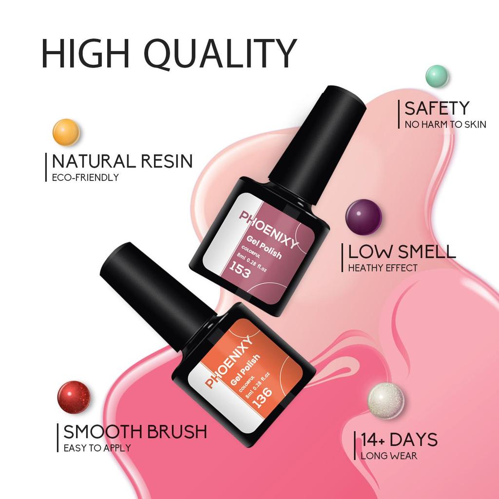 PHOENIXY 8 мл гель-лак для ногтей Стойкий гель-лак Верхнее базовое покрытие Полуперманентный гель-лак Набор маникюрных инструментов для начинающих и профессионалов