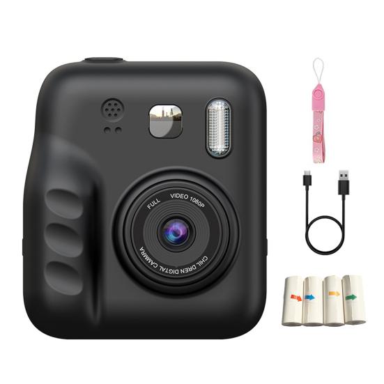Детская моментальная камера с 2-дюймовым IPS-экраном 1080P Портативная дорожная видеозапись Моментальная цифровая печать для малышей Камера-игрушка с фотобумагой