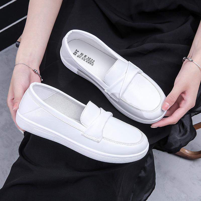 Fashion Women's Soft Sole White Breathable Non Tiring Foot Comfortable Non Slip Single Shoe Spring/summer New Casual Flat Shoes