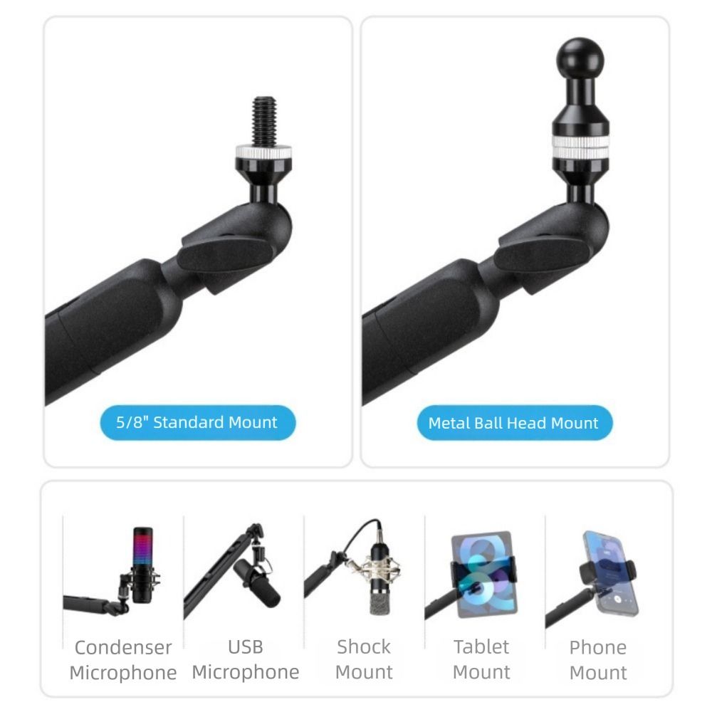 Aluminium Studio Low Profile Mic Arm Mic Low Level Cantilever Bracket Broadcasting Room