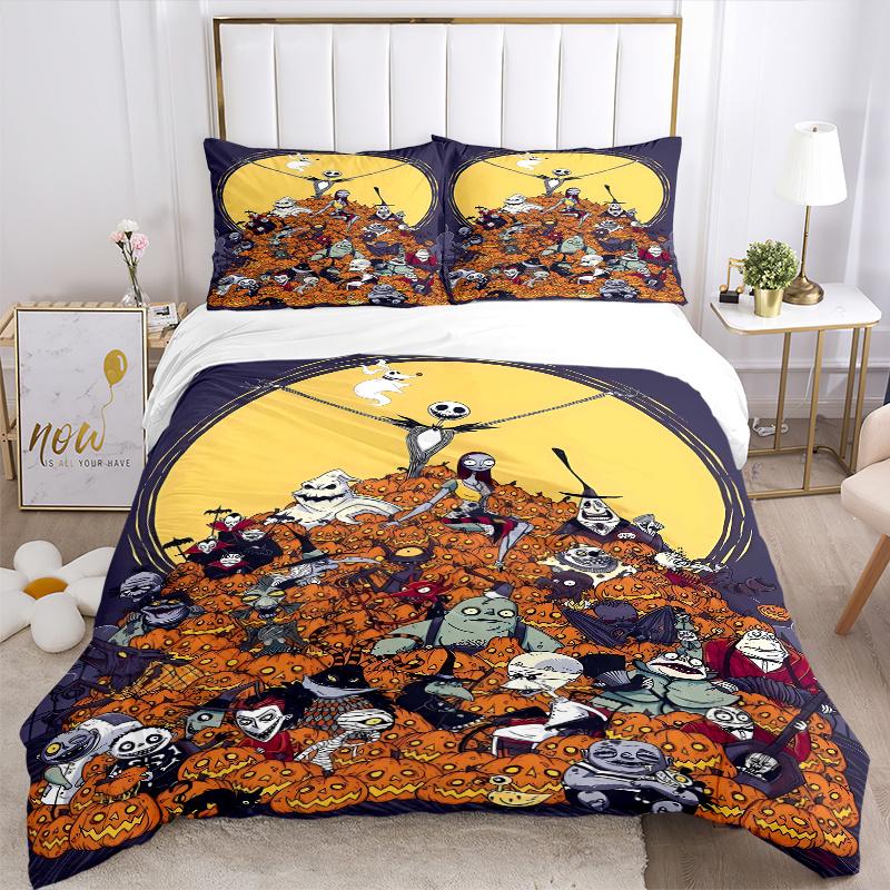 3pcs The Nightmare Before Christmas Ideas Quilt Cover Set, Soft and Cozy Bedroom, Guest Room and Dorm Decorative Bedding 3-Piece Set 1 Quilt