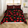Red Cherry Printed Bedding Set Cartoon Tropical Fruit Duvet Set Three-Piece Set