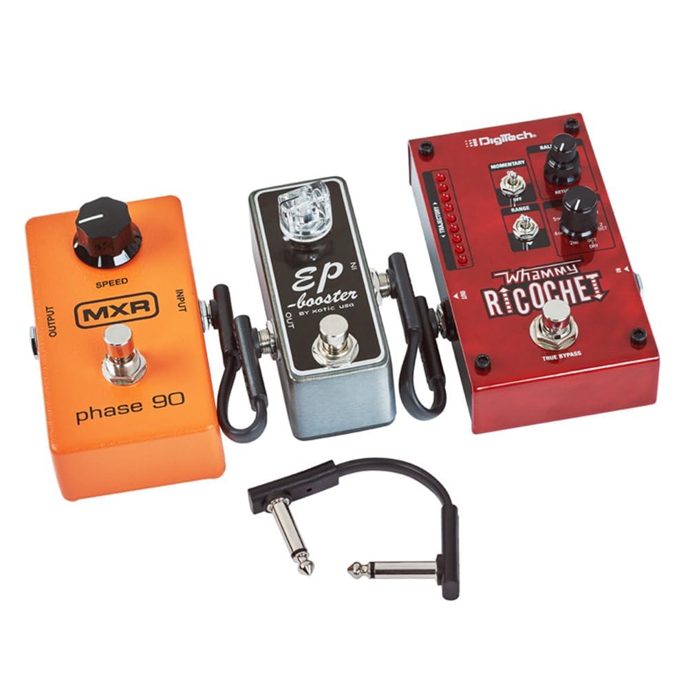 Набор из 6 штук 15 см гитарных экранированных педалей эффектов с экономящими место L-образными силовыми и коммутационными кабелями для гитарных эффектов