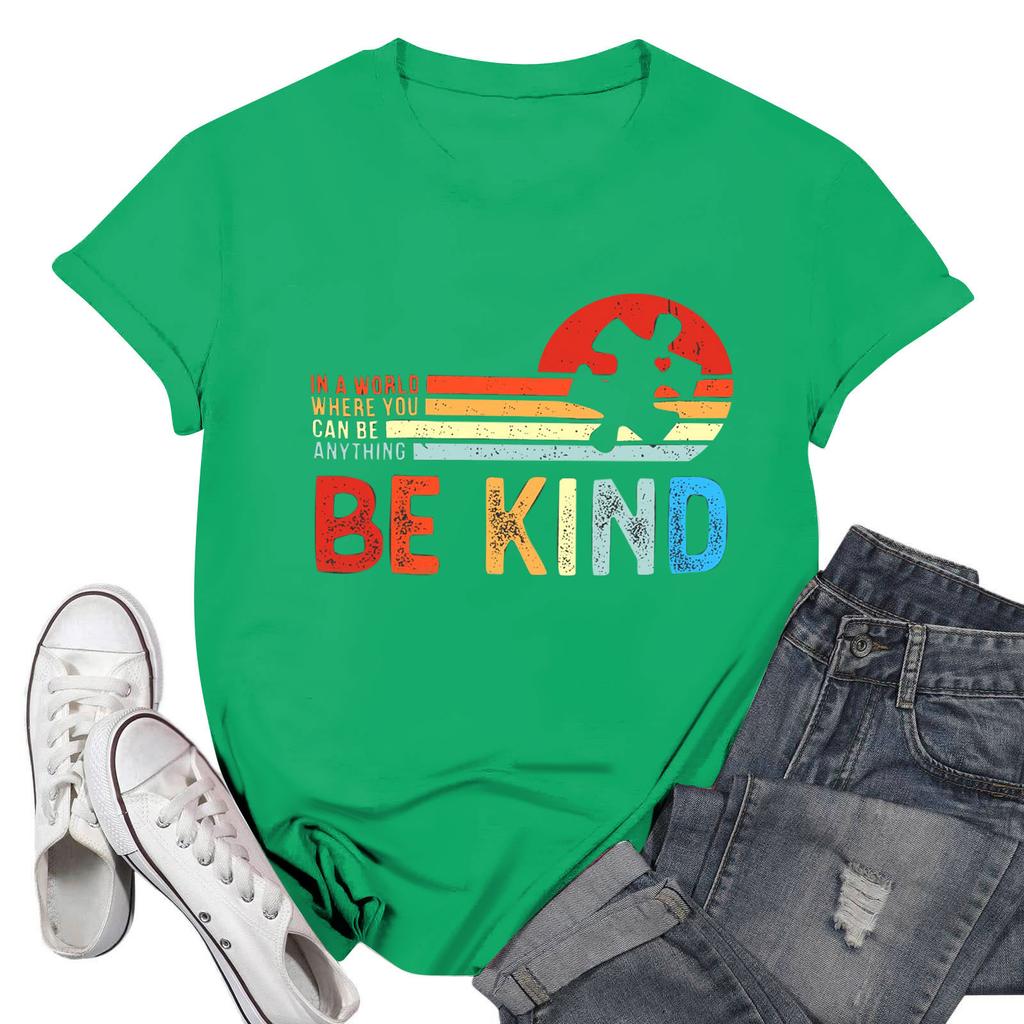 Женская повседневная футболка с принтом, пуловер с круглым вырезом, топ с короткими рукавами