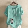 Women's Fashion Cartoon Cat Prined Short Sleeve T-shirt Loose Cotton Shirt Casual Loose Summer Blouse Tops Plus Size
