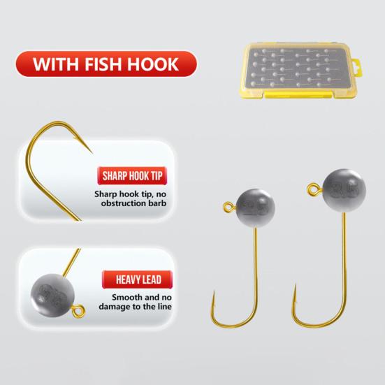 32/88Pcs/Set Soft Fishing Lure Round Head Hook Colorful Fork Curly Needle Paddle Tail