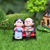 Mini Park Bench Grandpa Grandma Model Miniature Plastic Garden Statues Landscape Garden Decor Dollhouse Ornament Sculptures
