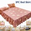 Комплект из 3 юбок для кровати Противоскользящая юбка для кровати Покрывало для кровати Комплект юбок для кровати Пыленепростыня Оборка для кровати Покрывало для кровати Защитное покрытие для матраса Постельный комплект