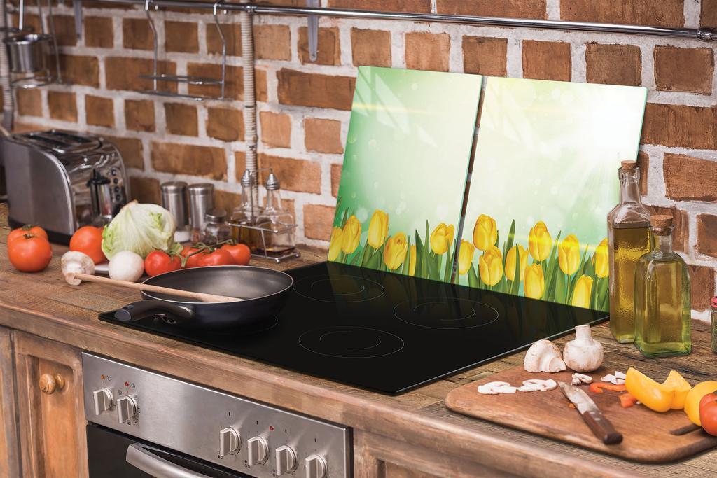 SZKLANA PŁYTA OCHRONNA NA KUCHENKĘ 90x52 TULIPANY
