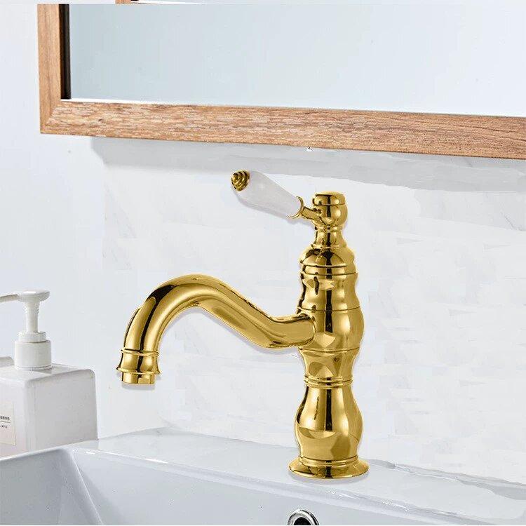 Antique Brass Basin Vessel Sink Faucet Deck Mounted Single Hole Cold Hot Water Mixer Tap Bathroom Basin Faucet Mixers Taps Black