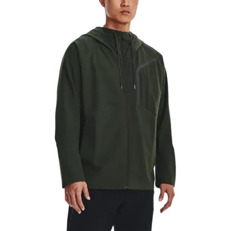 Under Armour Однотонная спортивная куртка с капюшоном на молнии, мужские куртки, зеленая 1376967-310
