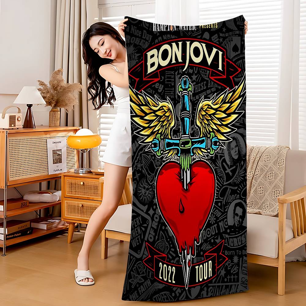 Hot Rock Band B-Bon Jovies Microfiber Blanket Quick Drying Beach Towels Oversized Printing Super Absorbent Pool Towel Blanket