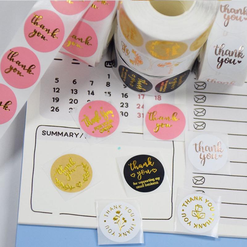 500 Наклеек/рулон Наклеек «Спасибо» из золотой фольги Коробки для подарочных карт Украшение для упаковки на вечеринку Упаковка для выпечки