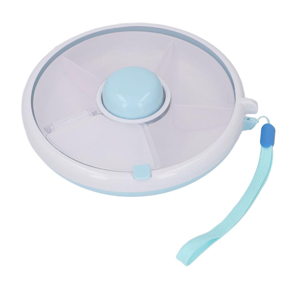 Rotating Snack Box With Lid 5 Compartment Dispenser Damp Proof Sealed Portable Kids Fruit Rotating