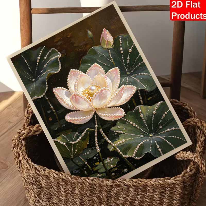 Набор для рисования «Жемчужный лотос». картина искусство ручная работа сделай сам домашний декор painting. элегантный цветочный настенный декор. роскошное жемчужное украшение.