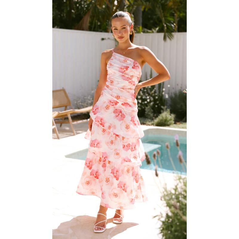 Women's Summer Style One-shoulder Halter Print Dress