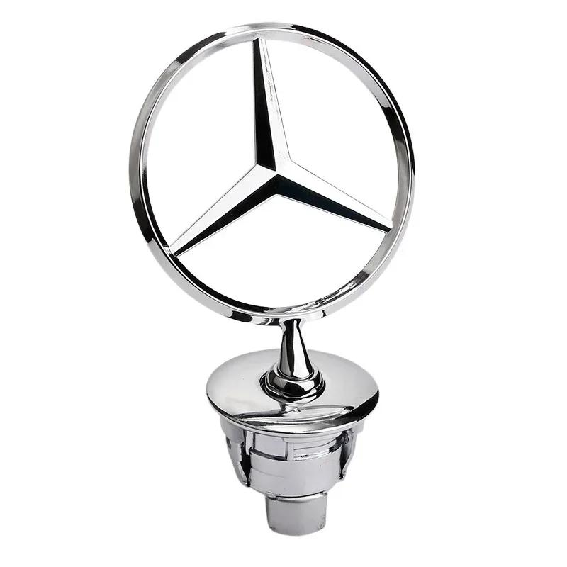 C200 E200 New 2025 For Mercedes Benz Star Bonnet - Badge for Car Hood Front Chrome Logo Hood Marking for Benz C E S Class W204 W
