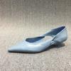 European and American Minimalist Women's Shoes 2024 New Design Sense Slim Heel Shallow Mouth Pointed Hollow Women's Single Shoes