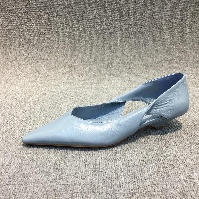 European and American Minimalist Women's Shoes 2024 New Design Sense Slim Heel Shallow Mouth Pointed Hollow Women's Single Shoes