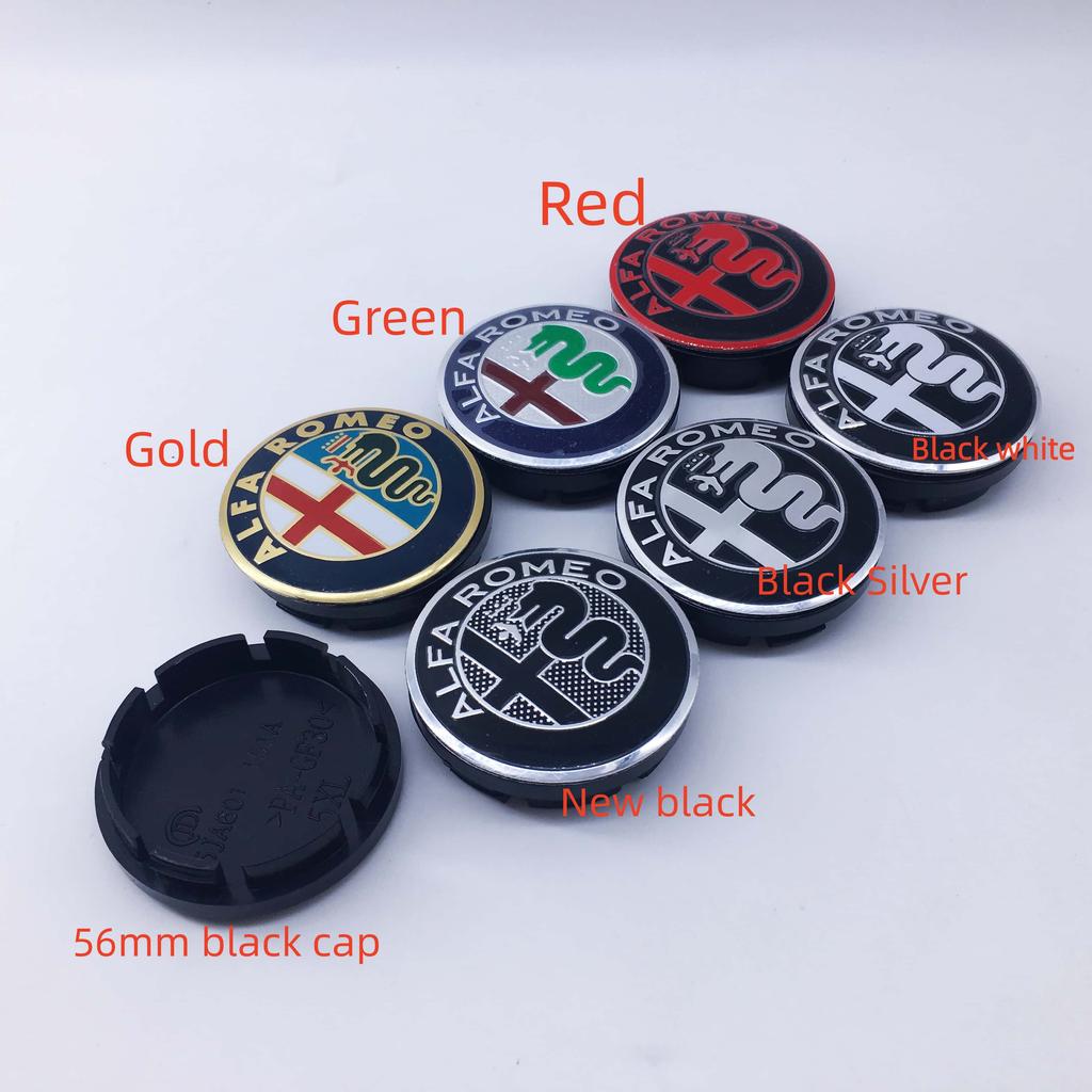 Для Alfa Romeo 4 шт. 56 мм Колпачки ступицы колеса Черные для Alfa Romeo GTAM Giulietta GT Mito Brera Giulia - Модификация колпачка ступицы логотипа колеса автомобиля