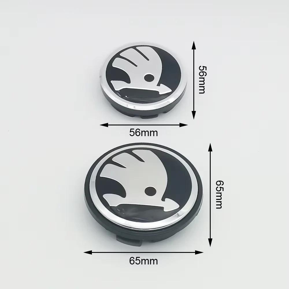 IYSZ8 56mm/65mm Green Black Chrome Car Wheel Center Caps Fit for Skoda Rims Hubcaps Cover Emblem Badge Logo Auto Styling Accessories