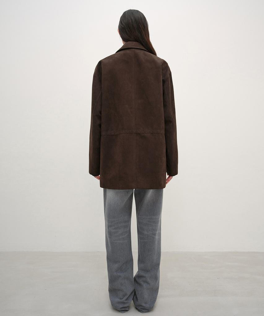 INSILENCE WOMEN Paw Suede Car Coat Dark Brown