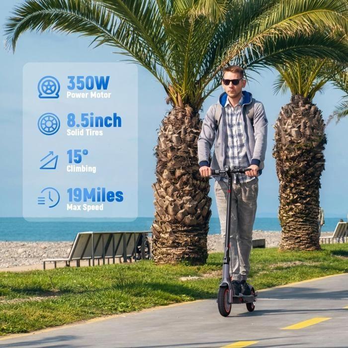 T4 PRO - Trottinette électrique pliable - 8,5 pouces - Moteur 350W - Batterie 36V 10,4Ah - Autonomie max 30km/h - Bluetooth - Noir