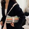 Fashion PU Leather Woven Underarm Bag Women's New Strip Design Shoulder Bag High-end Niche Trend Hobo Bag CLE
