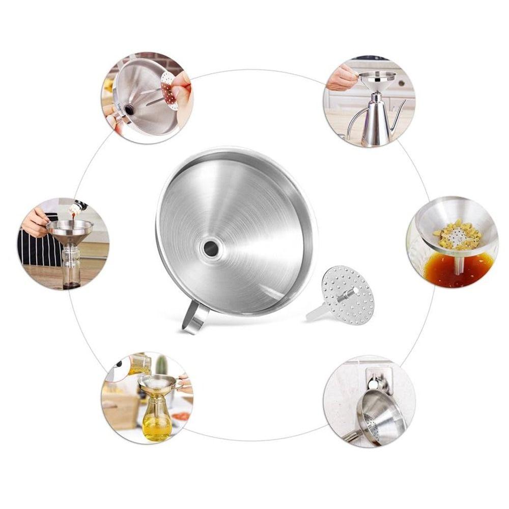 Detachable Strainer Kitchen Funnels Anti-slip Handle Funnel for Filling Small Bottles Oil